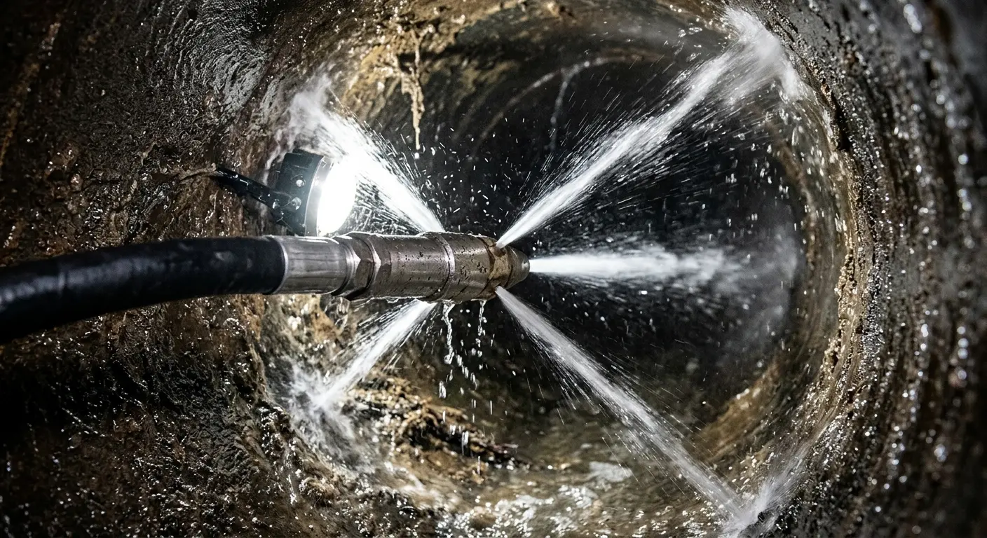 High-pressure hydro jetting nozzle cleaning sewer pipe for Storm Drain Cleaning in Show Low